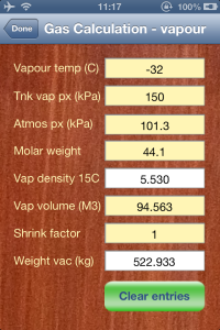 LPG/NGL vapor calculation