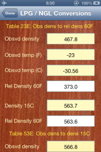 density conversions for LPG/NGL