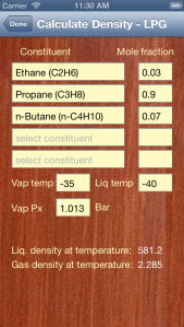 LPG density calculation