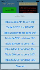 oilcalcs select ASTM table