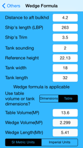 Wedge volume using tank table volume