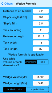 Wedge volume using tank dimensions