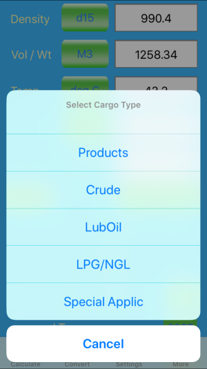 Select cargo type