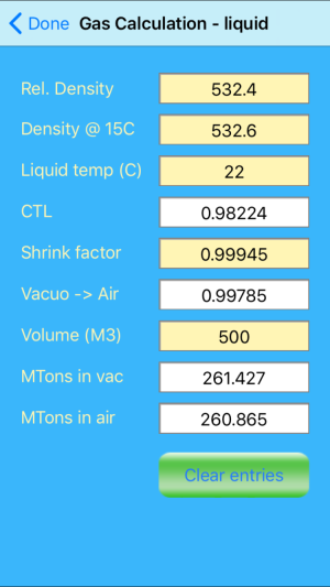 Gas calculation - liquid
